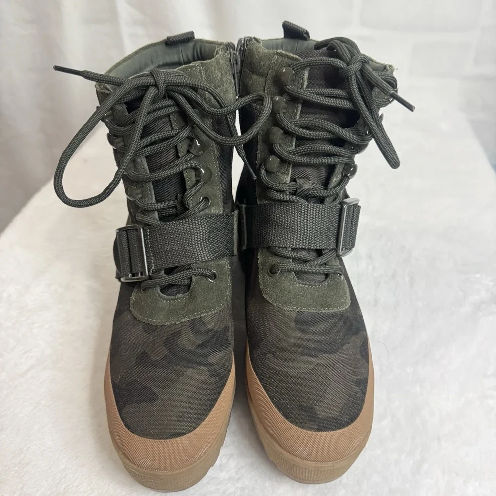 Steve Madden Nayra Women Ankle Boots Camo Green Lace Up NARY01S1 Size 8M - Picture 2 of 14